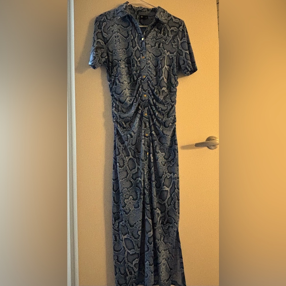 INC Blue Snake Print Top